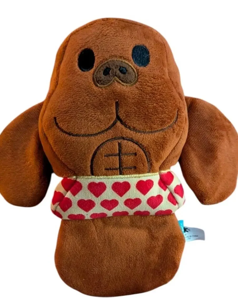 Bark Box perfect man Manatee Dog Toy Plush Squeaker Crinkle Valentine Hearts l
